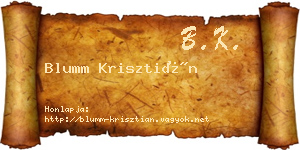 Blumm Krisztián névjegykártya